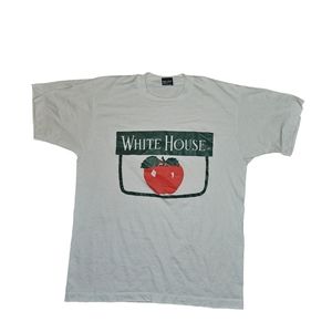 Vintage 90s White House Apple Juice promo white shirt Screen Stars L